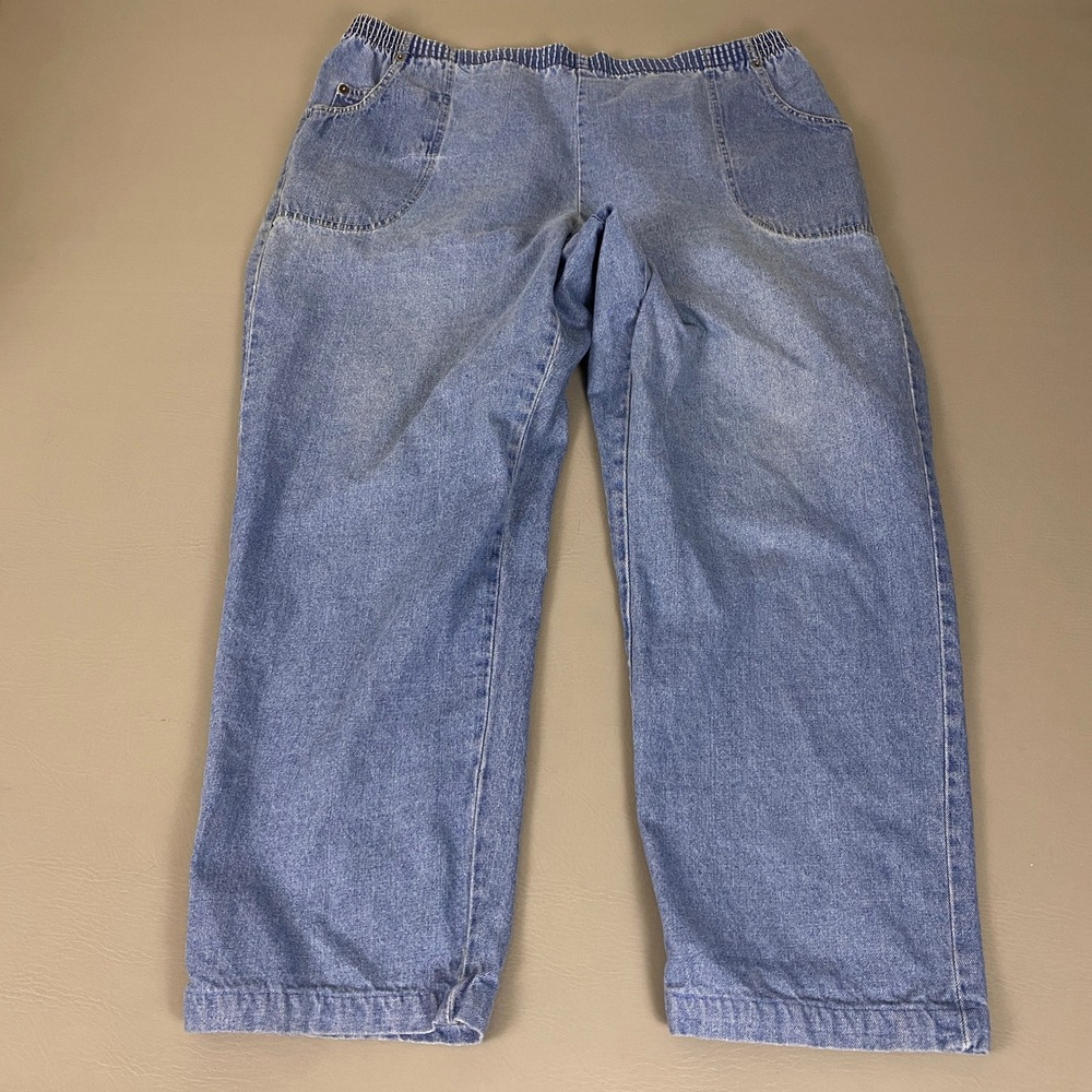 Cabin Creek Jeans Pull On Women's 18W Blue Denim Elastic Straight Relaxed 90s